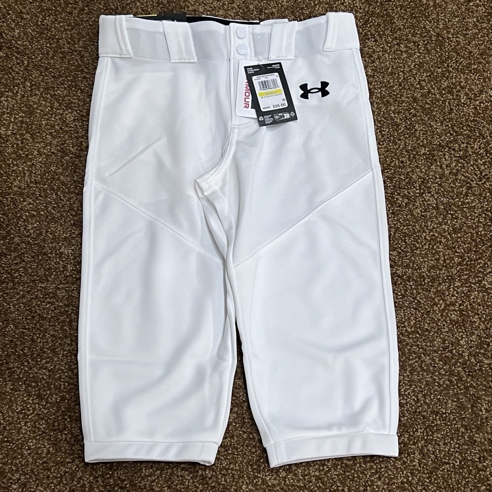 Under Armour Boys Utility Baseball Knicker Pants YM White NWT 1375659